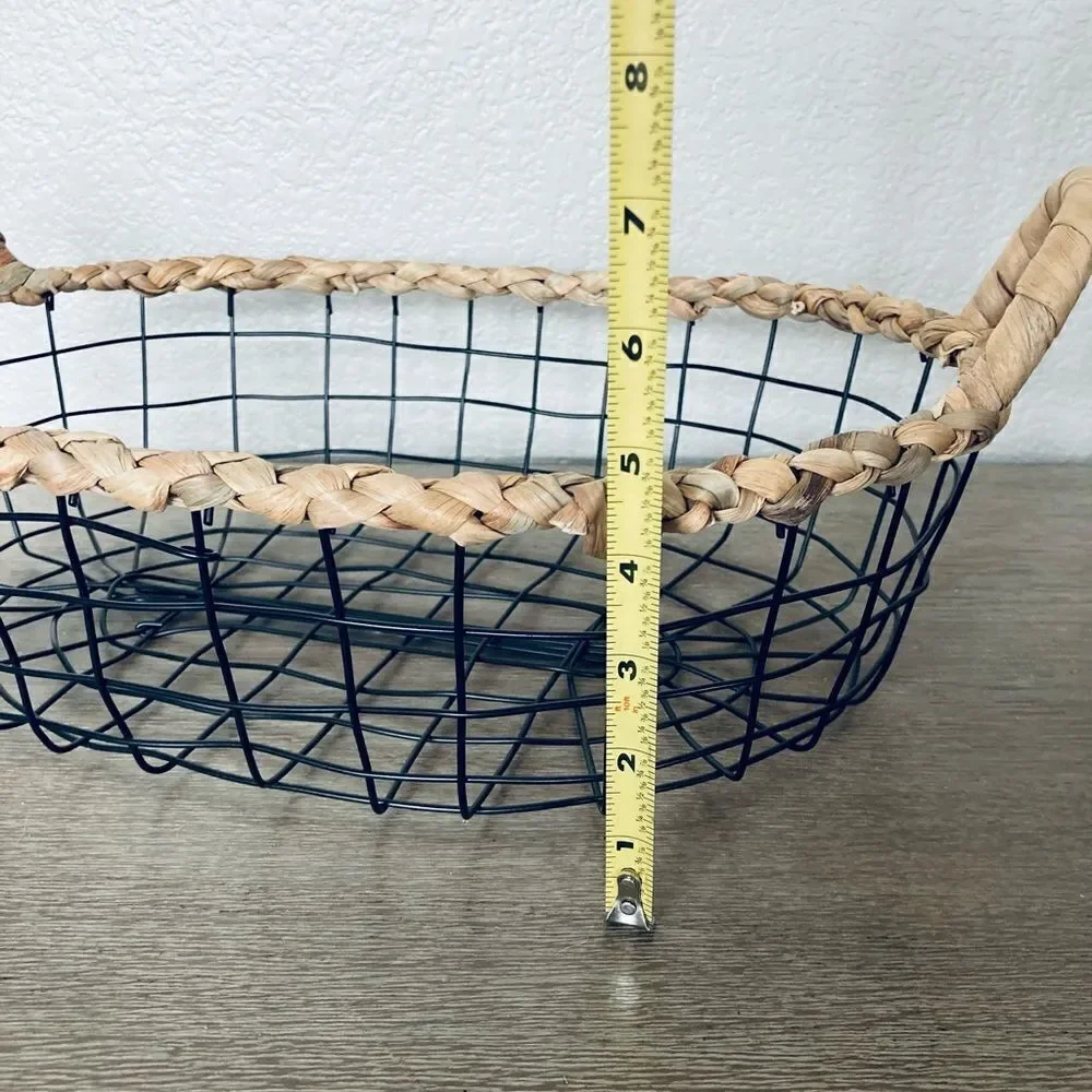 Farmhouse Rustic Modern Metal Décor Basket Lg